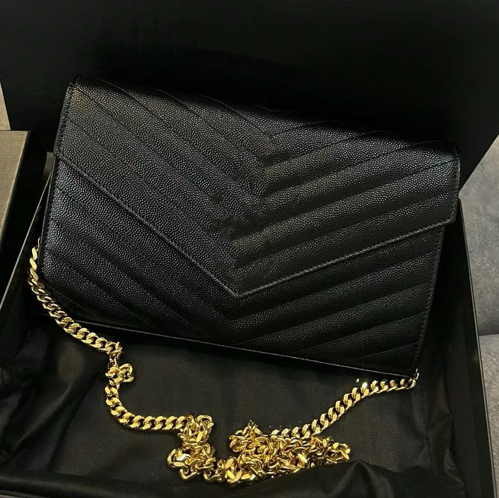 Designer handbag woc envelope bag Monogrames genuine leather caviar bag metal chain bag fashionable women's shoulder bag women's handbag retro card clip wallet