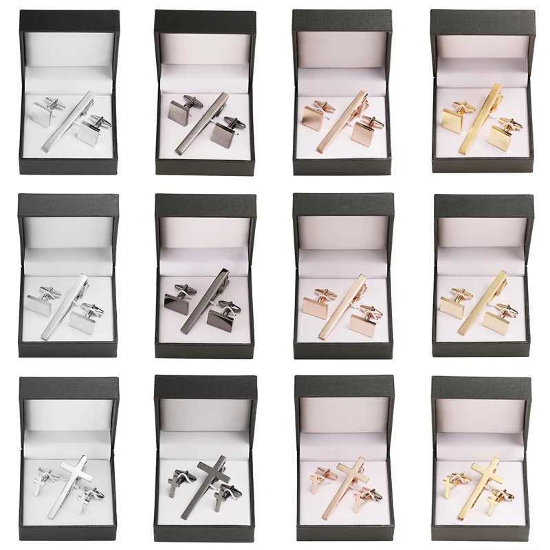 Classic Mens French Shirt Cufflinks Tie Clip Dring Laser Metal Cufflinks Button Clip Wedding Set with Bead Box Gift W250111