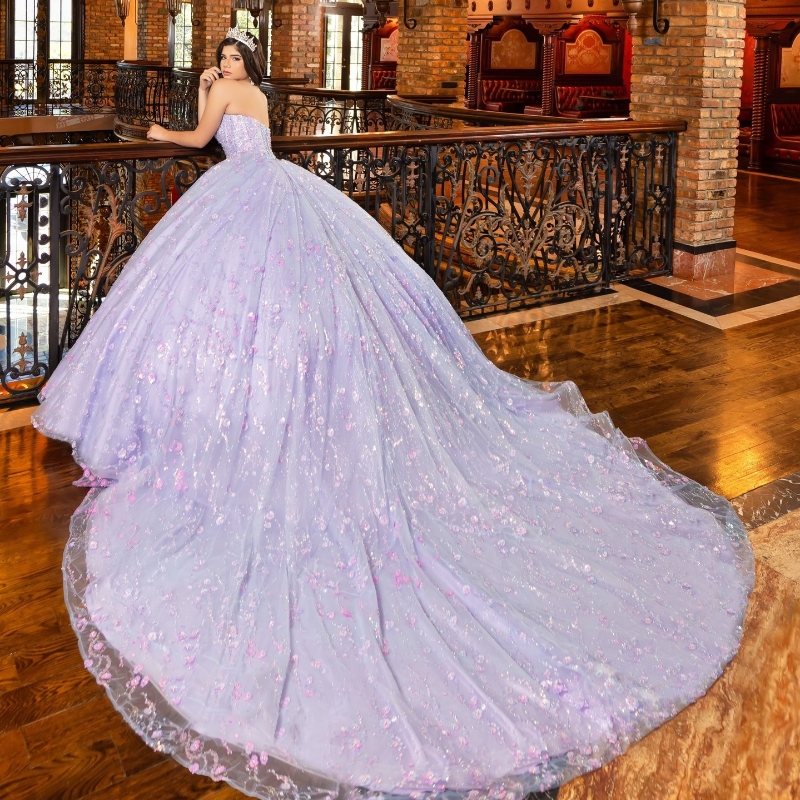 Lilac Princess Ball Quinceanera Dresses Off Shoulder Sequined Beaded Crystals Tull Sweet 16 Party Gown Lace-Up Vestidos De 15 Anos