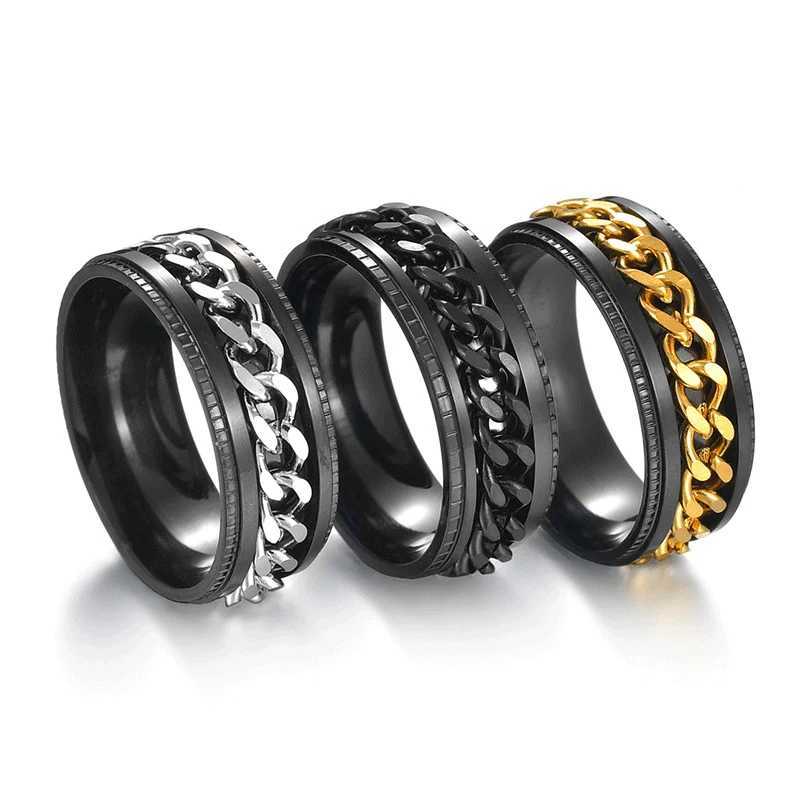 Titanium Steel Rotatable Chain Rings for Men Women Spinner Ring Anti Str Multifunctional Rings Bottle Opener Ring Club GiftXJ241127