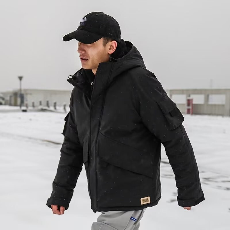 2024 Mens Puffer Jacket cotton jacket mens winter thick trendy hooded warm cotton jacket loose and handsome student cotton jacket winter coat winter j