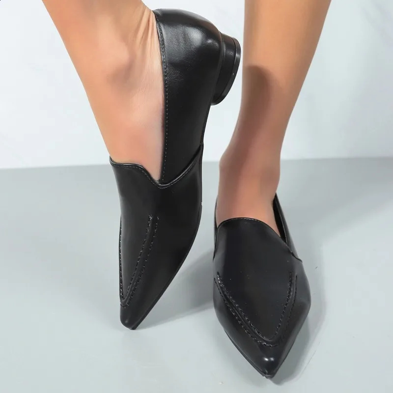Womens Flats Pointed Toe Slip on Oxford Patchwork Boat for Female Low Heels Dress Shoes Spring New Autumn 240904