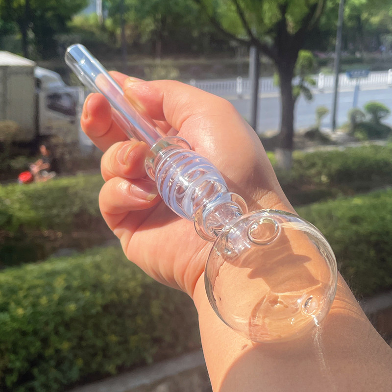 Qbsomk 11 inch Big size Jumbo Dual Bubbles Oil Burner Pipe Smoking Pipes Different Color swirl on the middle bubble