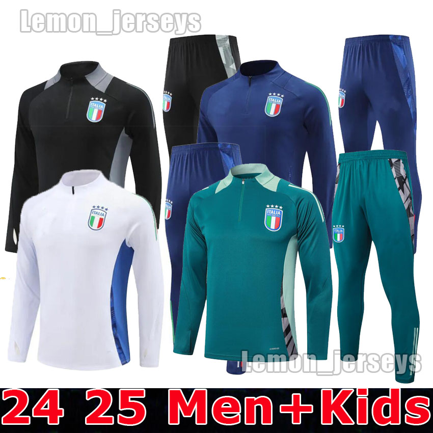2024 2025 italyS tracksuit mens kids soccer jersey kit Italia Soccer Sets 24 25 Half zipper football training suit tracksuits jacket chandal futbol survetement