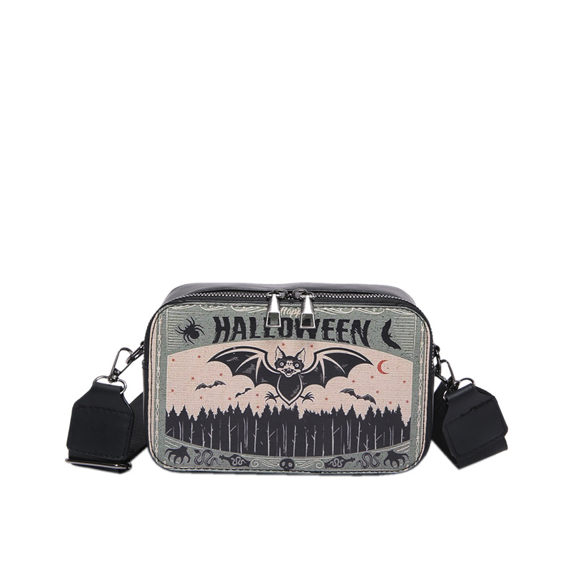 Personalized and quirky printed women's 2024 new wide shoulder strap crossbody fashionable small square bag e6de