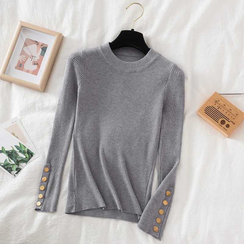 Thick Sweater Long Sleeve Pullover Autumn Winter Clothes Button O Neck Sweater Female Casual Streetwear Knitted Top Soft JumperX2409