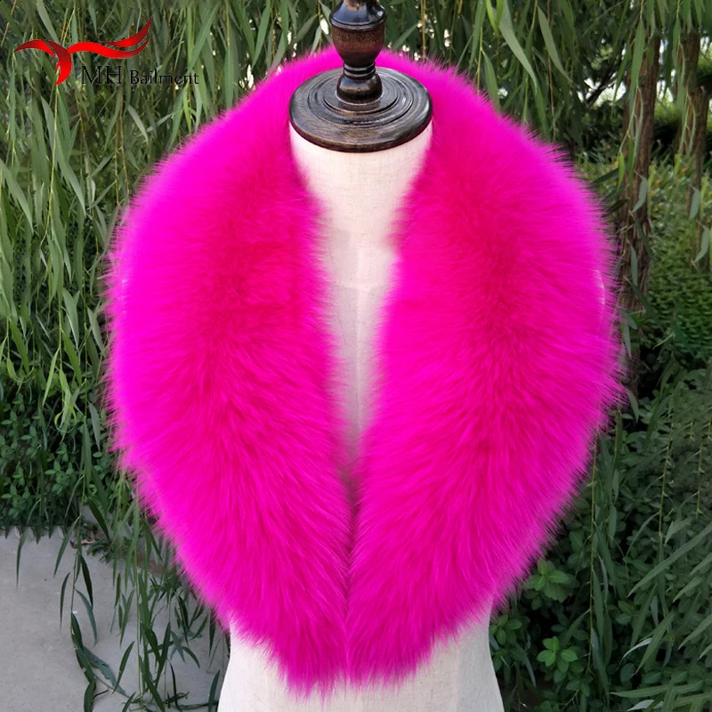 Women Winter Real Fox Fur Collar Hood Trims Fur Decor Shawl For Coat Parkaks Large Size Neck Warm Fur Scarf Long Scarves Female 240906