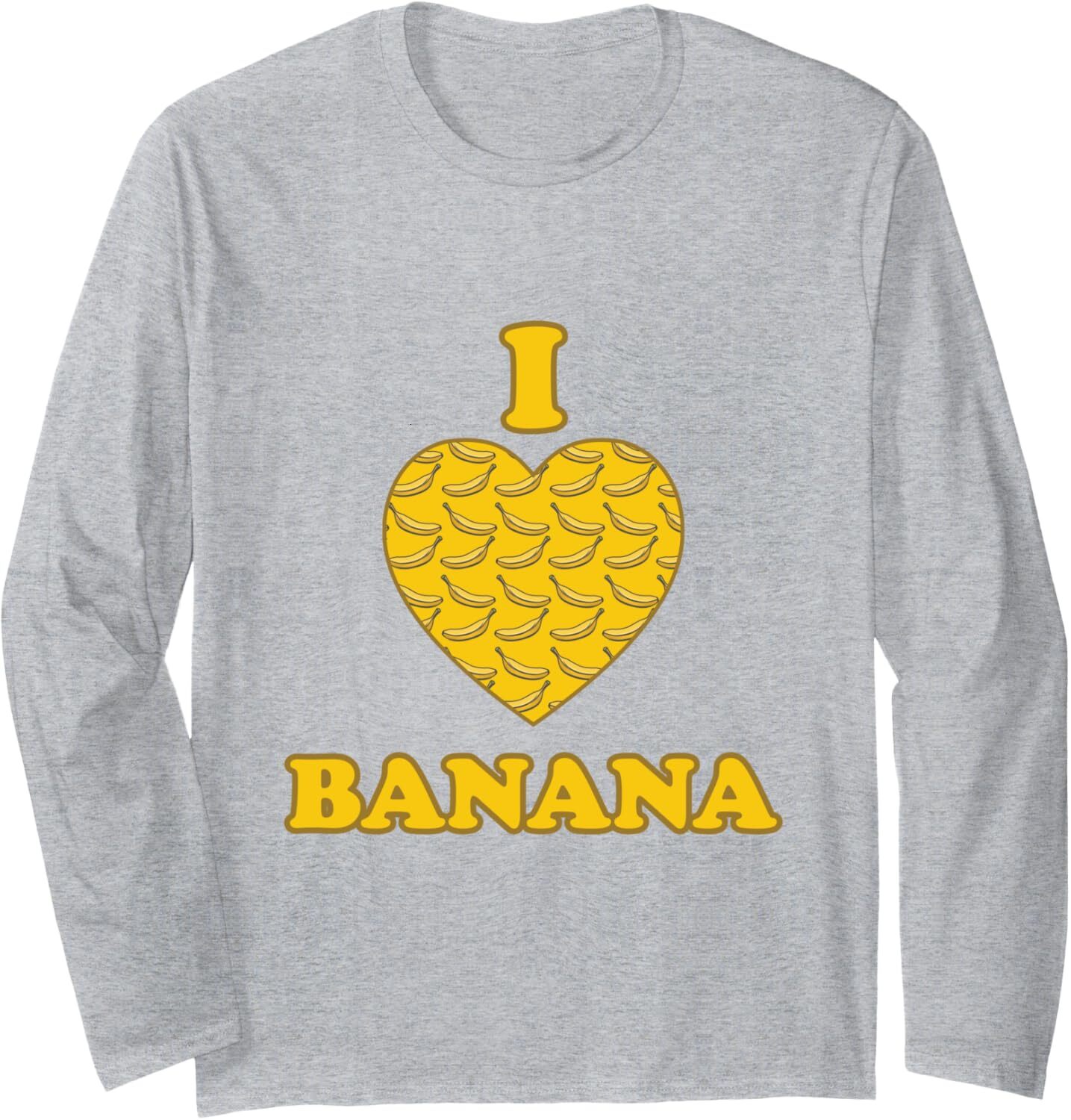 Long Sleeve Shirts for Men sweatshirt I Love Banana Heart Full Of Bananas Lovely Cartoon Long Sleeve Tee Streetwear Casual tops clothes