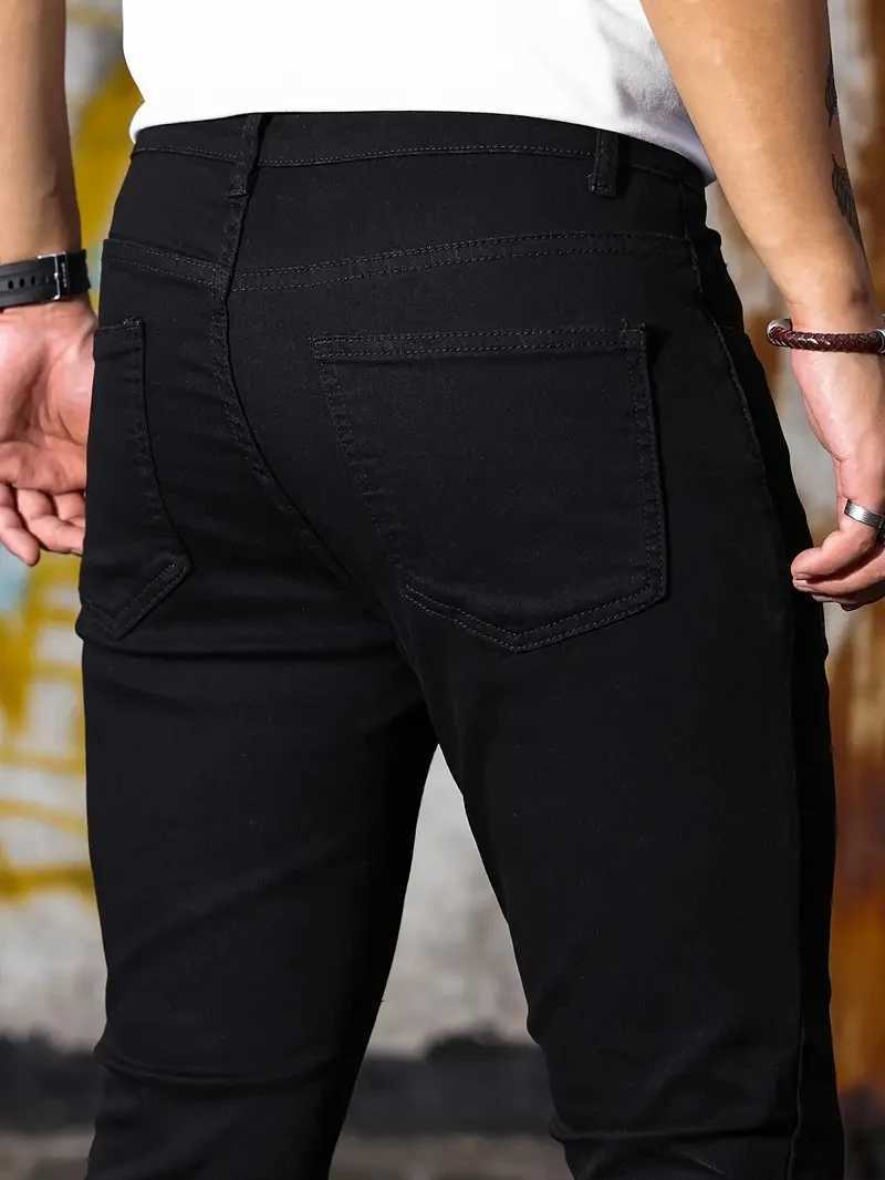 Mens pants vintage washed zipper stretch jeans casual slim fit mens Trouser plus size pencil pants denim tight jeans X2410261