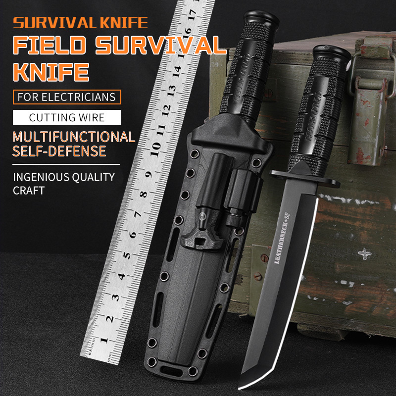 High quality 7cr13mov steel outdoor knife fixed blade wilderness survival knife men's gift rescue knife hunting knife