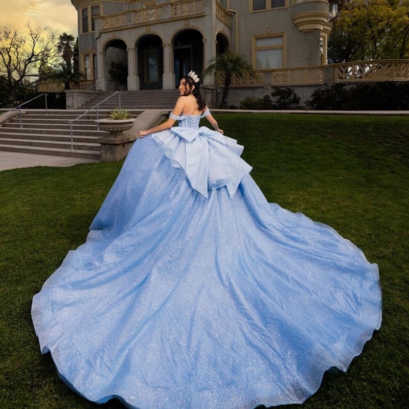 Ball Gown Quinceanera Dresses Long Train Ruffle Princess BeadsTulle Vestidos De 15 Anos Birthday Party Sweet 16 Dress