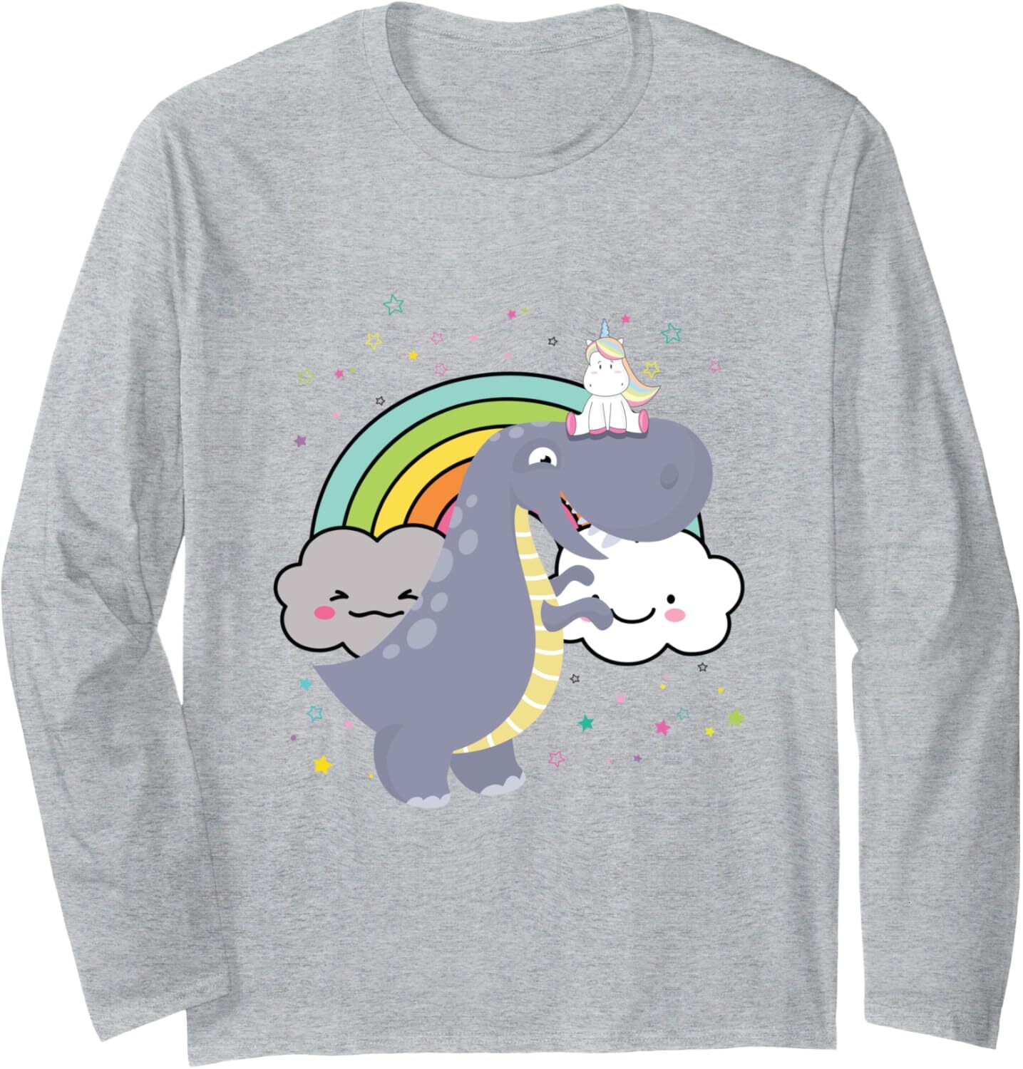 Long Sleeve Shirts for Men sweatshirt Funny Unicorn Dinosaur Animal Lover Rainbow Gift Tee Streetwear Casual tops clothes fashion
