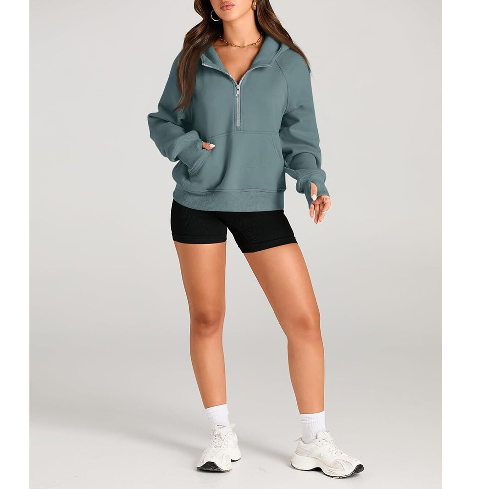 Cropped Hoodies Fleece Half Sweatshirts Jackets Womens Quarter Zip Up Pullover Fall Outfits 2024 Winter Clothes