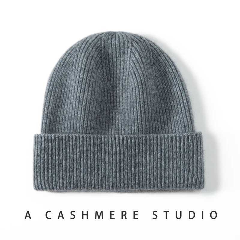 High Quality 100% Cashmere Knitted Hat for Wen and Men Casual Beanie Hat Thicken Cap Winter Soft Warm Cashmere Caps Unisex X250212
