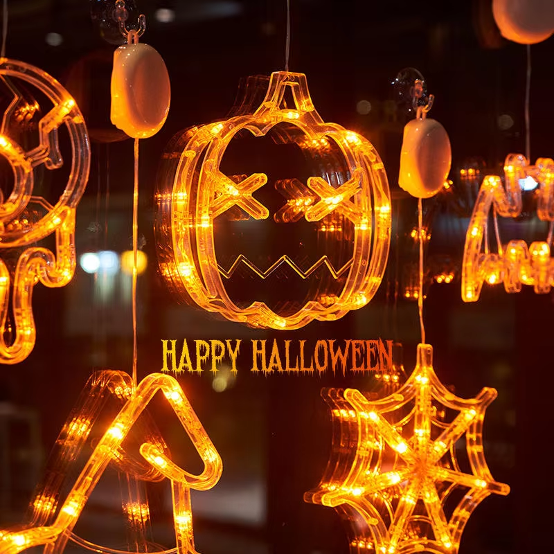 Halloween decorations window lights with suction cups battery operated lights props home bar decorations Halloween string lights