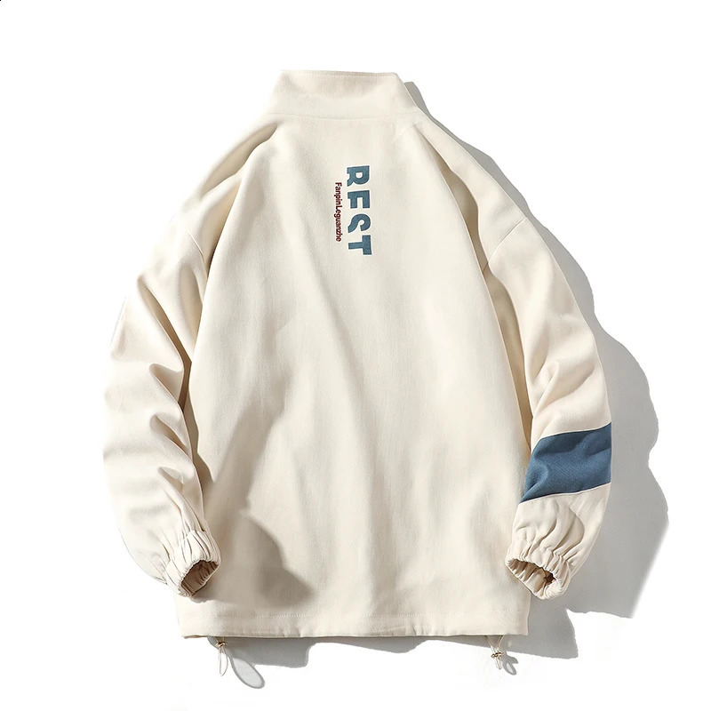 Patchwork sports jacket mens hip-hop street loose jacket casual lapel jacket trend couple jacket mens jacket 240909