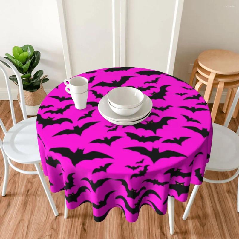 Table Cloth Black Flying Bats Tablecloth Gothic Halloween Outdoor Round Cover Funny Graphic For Banquet Christmas Party