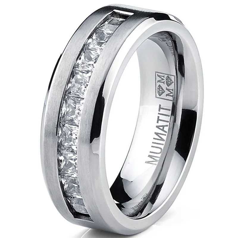 Hot selling silver plated stainless steel ring mens square cubic zirconia ring jewelry accessories wholesale size 7-13XJ250412