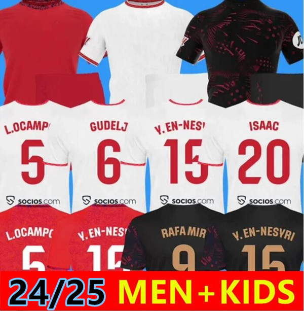 2024 ISCO Sevillas FC soccer jerseys LAMELA PAPU GOMEZ football shirts SERGIO RAMOS L.OCAMPOS J. NAVAS SUSO MUNIR Y.EN NESYRI 24 25 RAFA MIR Menkits Kids equipment