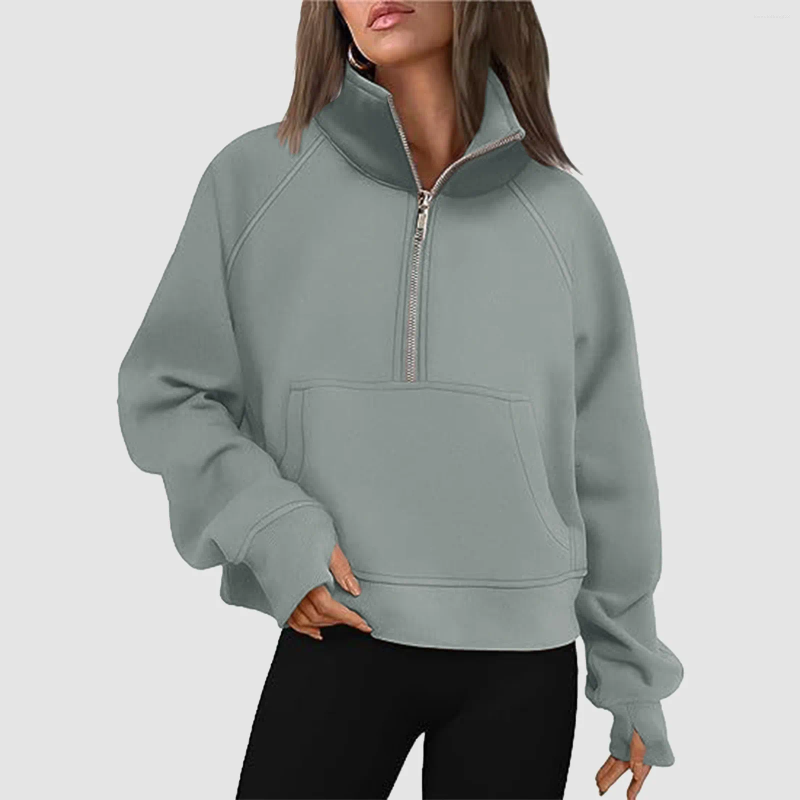 Women's Hoodies Women Sweatshirts Half Zip Cropped Pullover Fall Outfits Clothes Ladies Hooded Sweaters 2024 Spring Casual Basic Hoodie