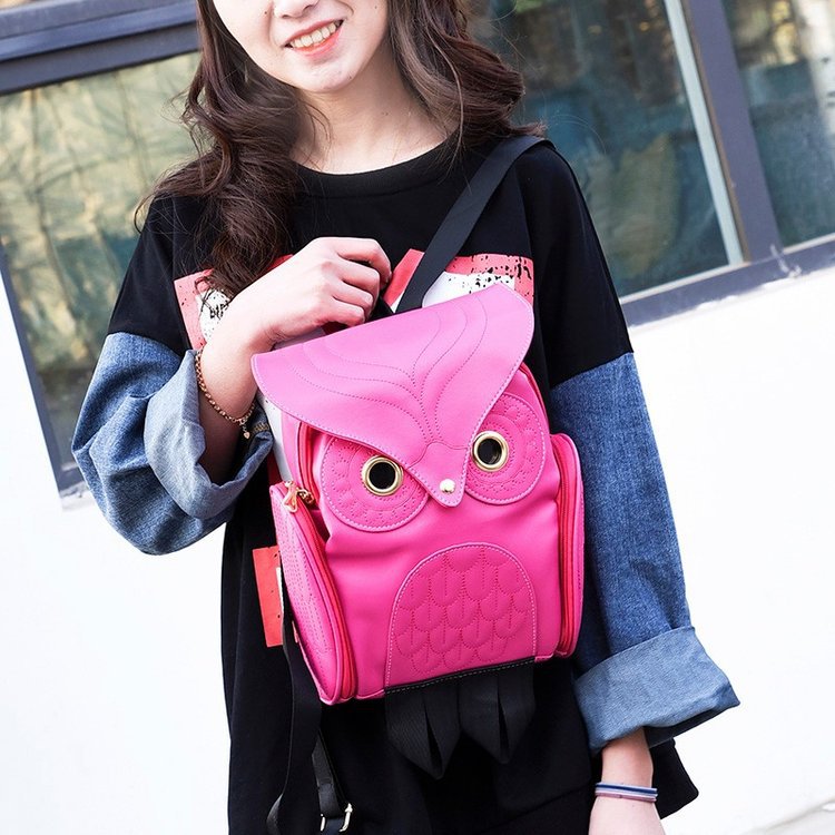 Owl Enchantress Flap Backpack Fashionable PU Leather Daypack with Quirky Shape - Perfect for Halloween Night & Cosplay Parties dh910320090
