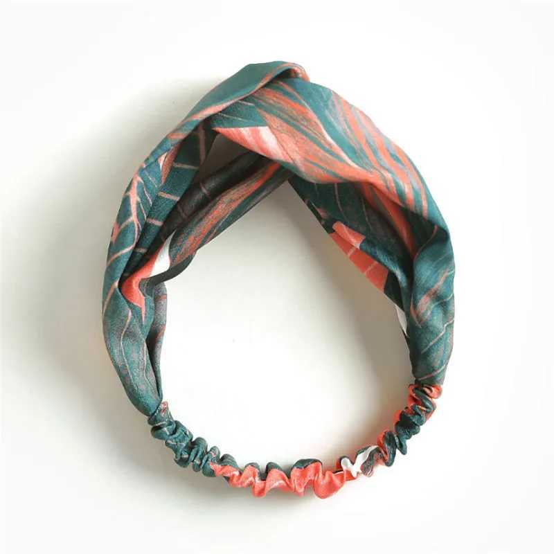 Women Girls Summer Bohemian Hair Bands Print Headbands Retro Cross Turban Bandage Bandanas HairBands Hair Accessories Headwrap Y240909
