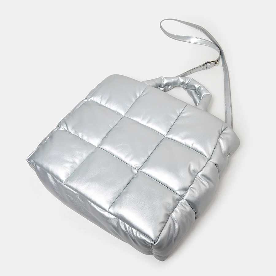 CMM Fashion Quilted Plaid Women Handbags Large Capacity Padded Tote Bag Luxury Soft Pu Leather Shoulder Crossbody Bags Puffy Purses 240909