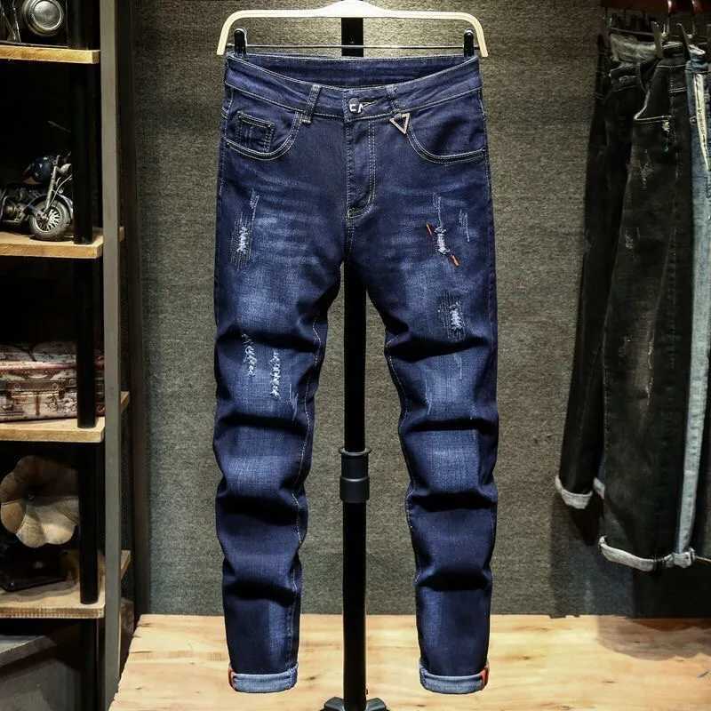 2024 Spring/Summer New Fashion Trend Tear Elastic Leg Mens Casual Ultra Thin Comfortable Breathable High Quality Jeans X2410261