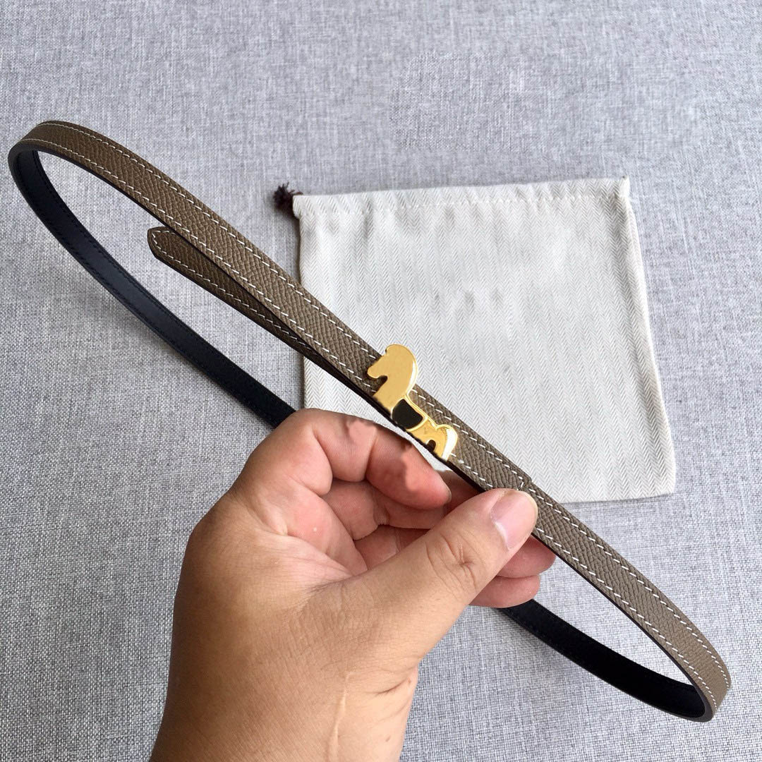 High-End Designer Belt Women's Thin Belt Fashion Premium Quality Genuine Leather Belt Luxury Exquisite Animal Gold Silver smooth Buckle Classic Ladies Belts
