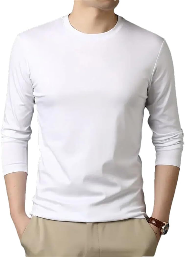 Long Sleeve Shirts for Men sweatshirt Mens Fashion Oversize T-Shirt with Long Sleeves Loose Fit Silk Texture T-Shirts Man T shirt Tee Streetwear Casua