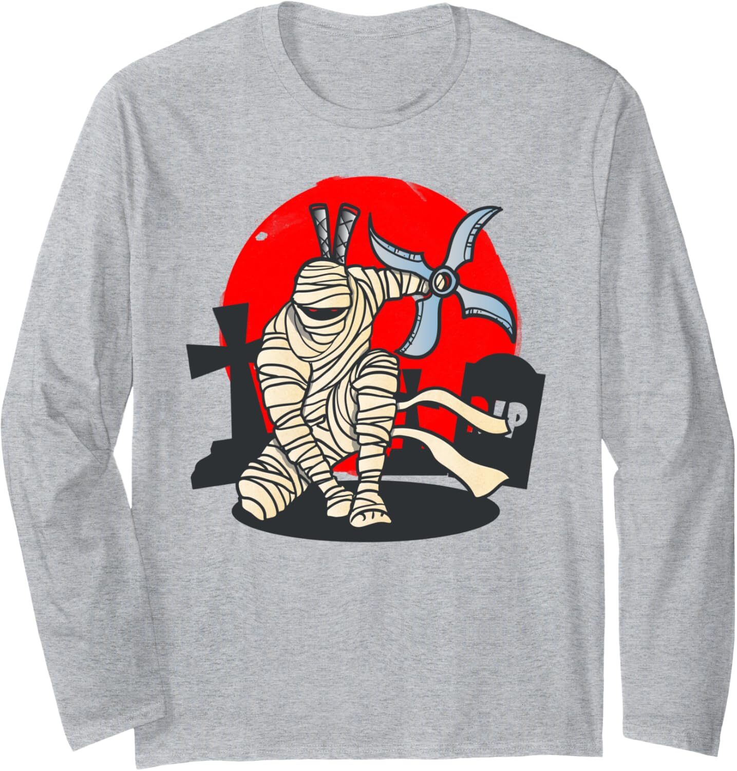 Long Sleeve Shirts for Men sweatshirt Funny Halloween Costume Ninja Mummy Ninja Funny Soldier Gift Long Sleeve Tee Streetwear Casual tops clothes fash