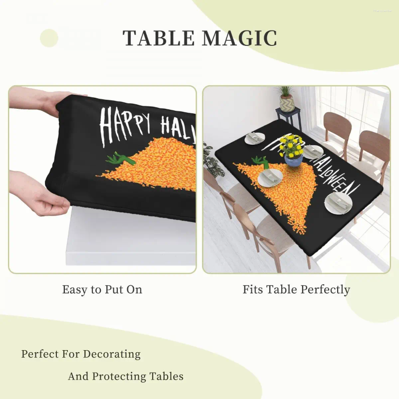 Table Cloth Custom Happy Halloween Candy Corn Crush Tablecloth Rectangular Oilproof Cover For Party 4FT