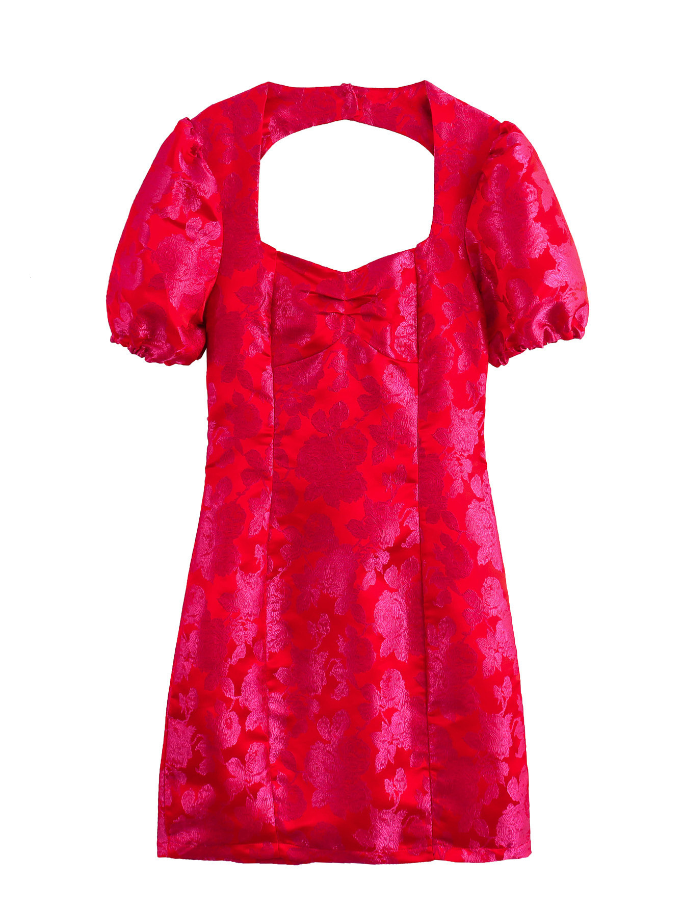 Temperament Autumn Dress Mini Style New Womens Sleeves Fashion Jacquard Puff Square Neck