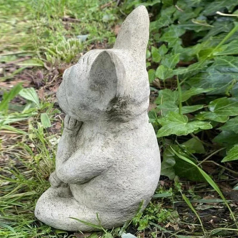 Yoga Pose Meditation Dog Resin Statue Ornaments Waterproof Prayer Zen French Bulldog Sculpture Crafts Garden Decoration Figurine 240909
