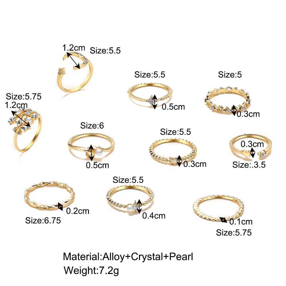 Bohemian Gold Heart Ring Set for Women Cubic Zirconia Star Moon Arrow Flower Finger Ring for Women Tren Wedding Jewelry GiftXJ250412