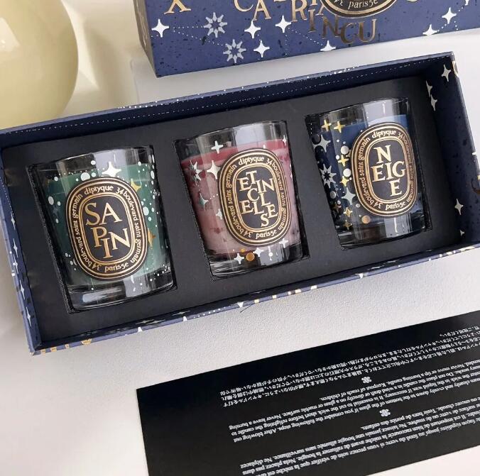 Scented Candle 70g x3 Scented Candles Etincelles Sapin TUBEREUSE NEIGE Limited Gift Box Set Wedding Gift Fragrance Glass Incense Candles Cup Set w2503