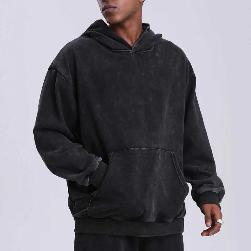 Designer Hoodie Vintage Black Acid Wash Cotton Hoodies for Men Women Spring Autumn Hooded Sweatshirts Casual Baggy Loose Fit Pullover Tops Z240909