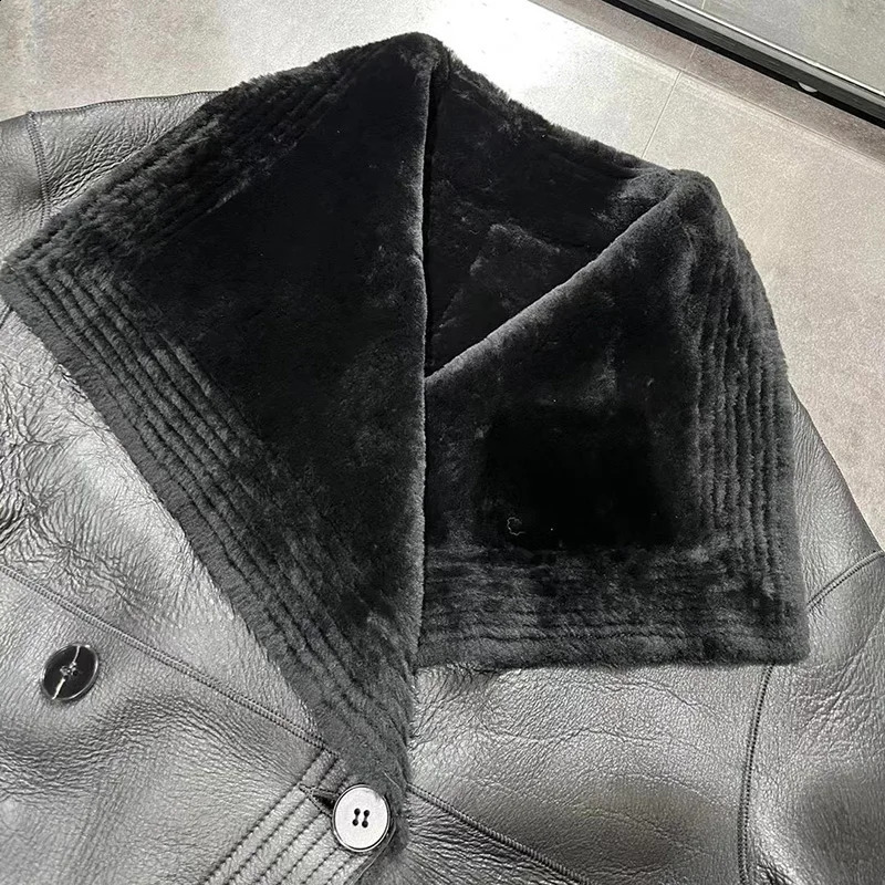 Womens Winter Jacket Genuine Sheepskin Wool Double Sided Leather Natural