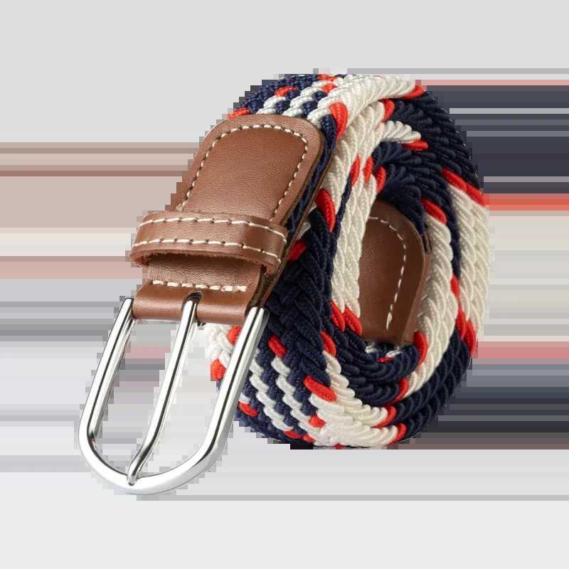107/120/130cm womens casual knitted buckle mens belt womens elastic knitted elastic denim belt W240920