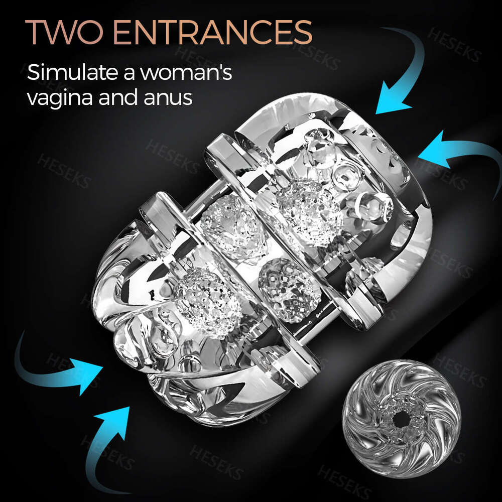 Double headed transparent Masturbation hines Realistic Vagina Real Pussy Blowjob Erotic Masturbators Cup Sex Toys for Men