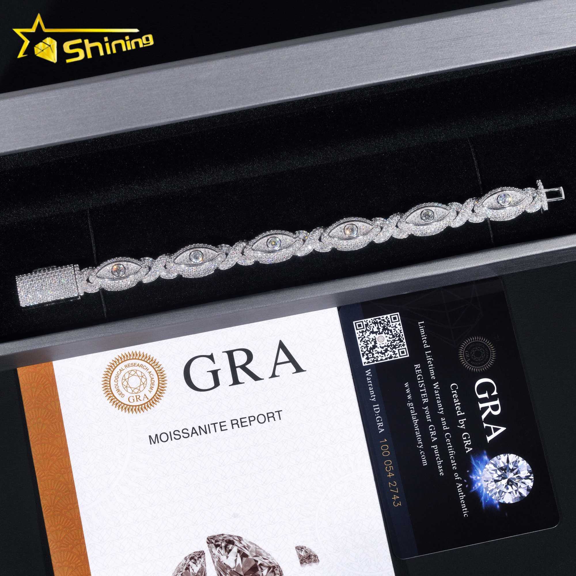 Pass Diamond Tester Silver 925 Gold Plated Hip Hop Jewelry Custom Mens Eye Bracelet VVS Moissanite Cuban Bracelet