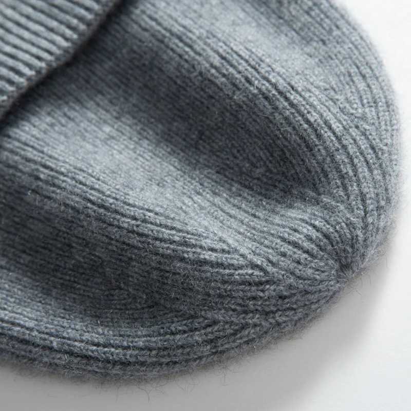 High Quality 100% Cashmere Knitted Hat for Wen and Men Casual Beanie Hat Thicken Cap Winter Soft Warm Cashmere Caps Unisex X250212