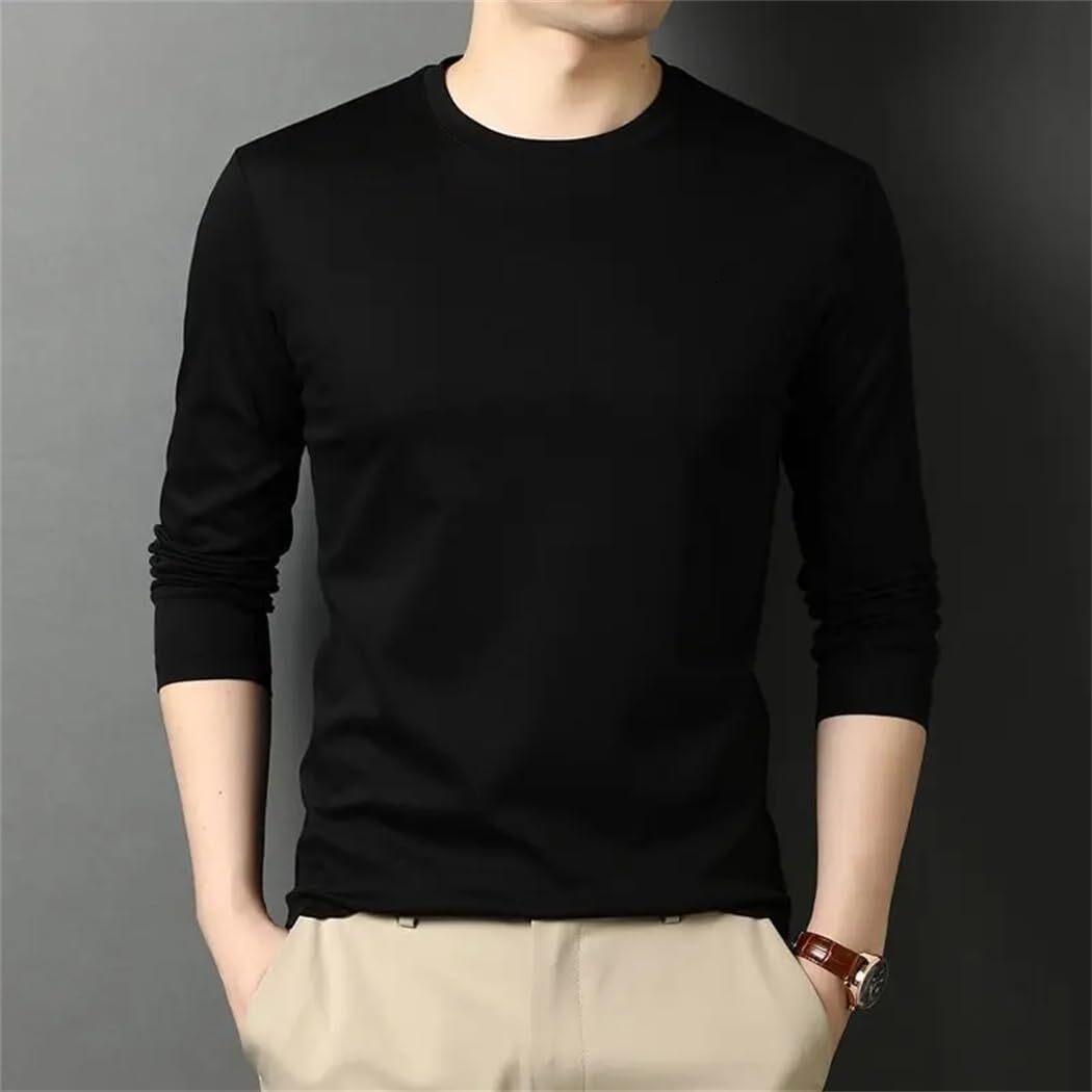 Long Sleeve Shirts for Men sweatshirt Mens Fashion Oversize T-Shirt with Long Sleeves Loose Fit Silk Texture T-Shirts Man T shirt Tee Streetwear Casua