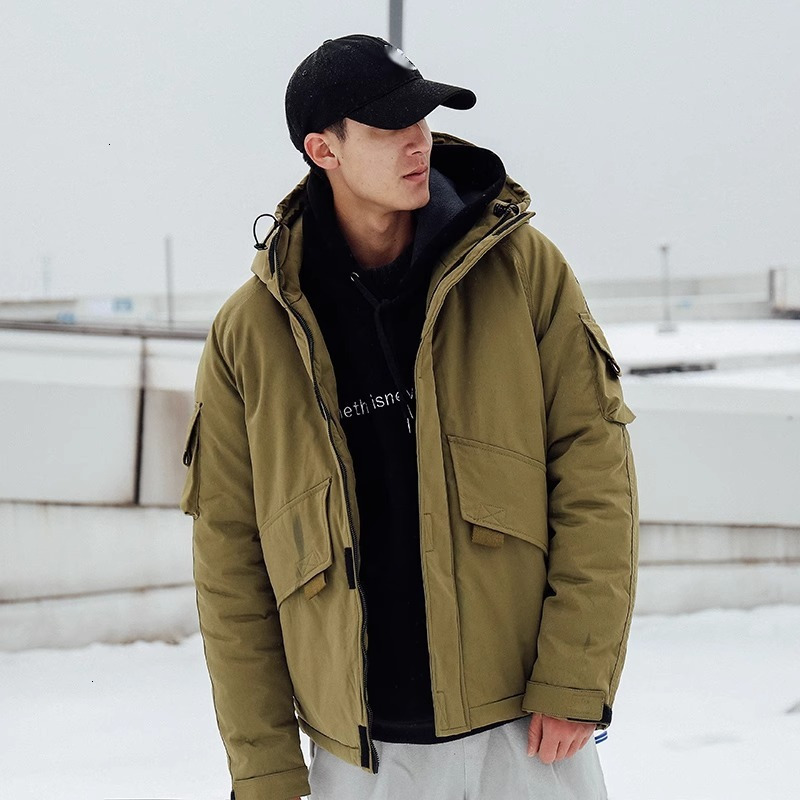 2024 Mens Puffer Jacket cotton jacket mens winter thick trendy hooded warm cotton jacket loose and handsome student cotton jacket winter coat winter j