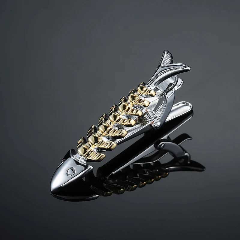 Fishbone shell metal tie clip made of copper material suitable for mens weddings and business doctoral tie clips W250111
