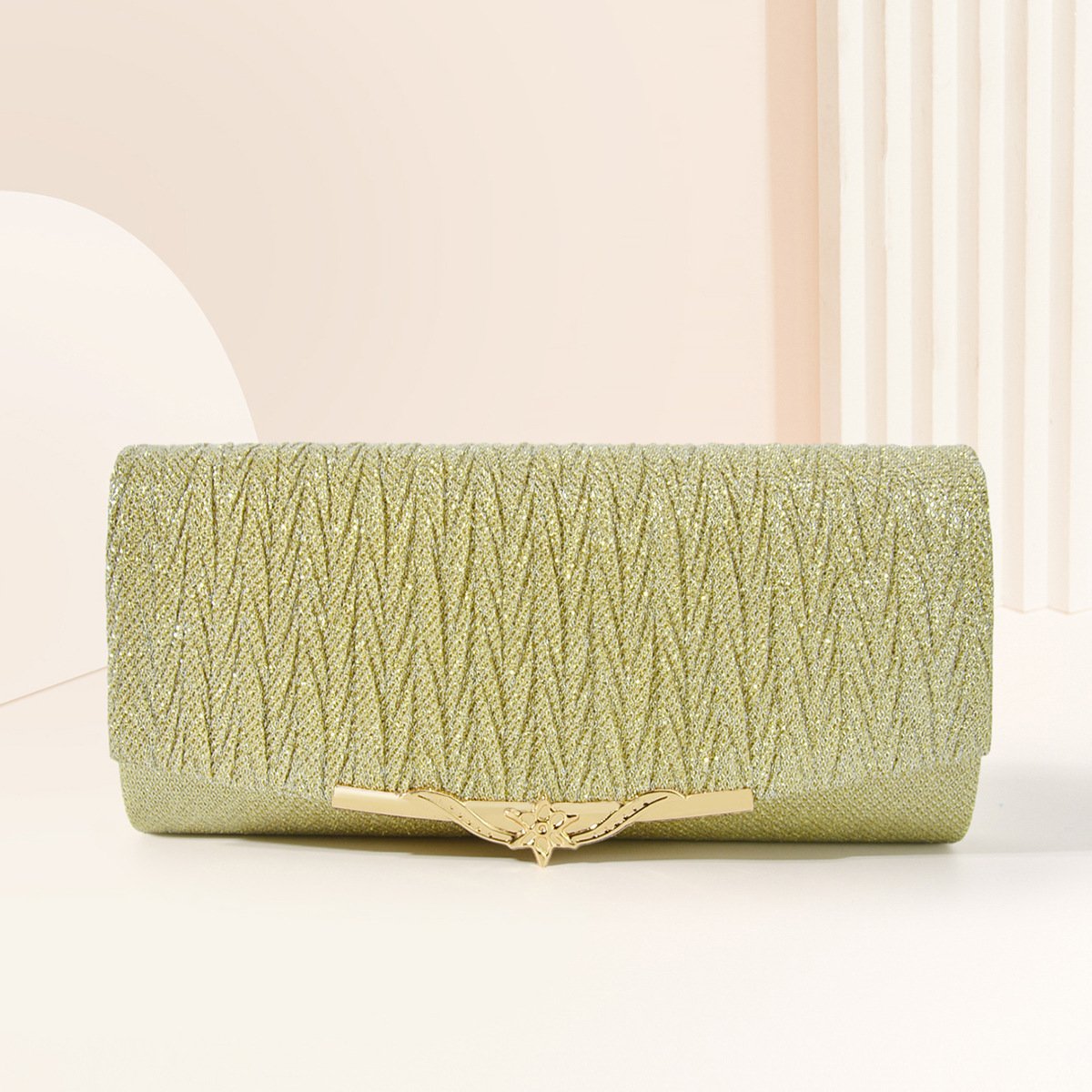 Clutch bag Clasp Single shoulder Crossbody Women's dinner bag Pleated rectangular dinner bag