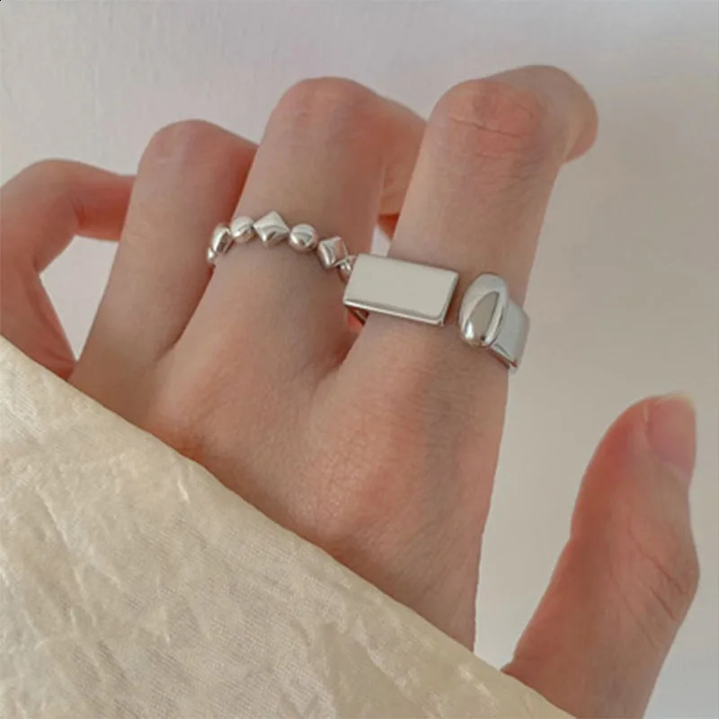 Ventilate 925 sterling silver ring womens gift retro open trend unique geometric asymmetry jewelry pendant 240909 - view 3
