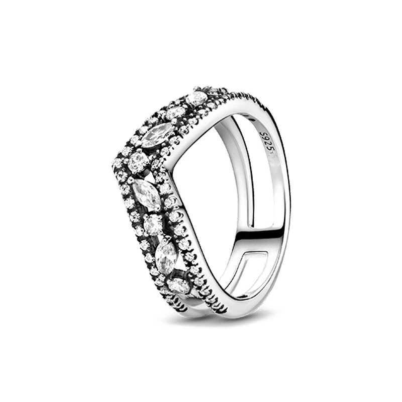 New 925 Sterling Silver Shining zircon Rings Stackable Heart Flower For Women Original Silver 925 Wedding Ring Jewelry GiftsXJ250514