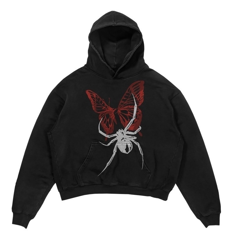 Trendy Autumn American Gothic Instagram Style Hip-hop Shadow Pattern Hoodie for Women Oversized Casual Loose Couples Sweatshirts 240906