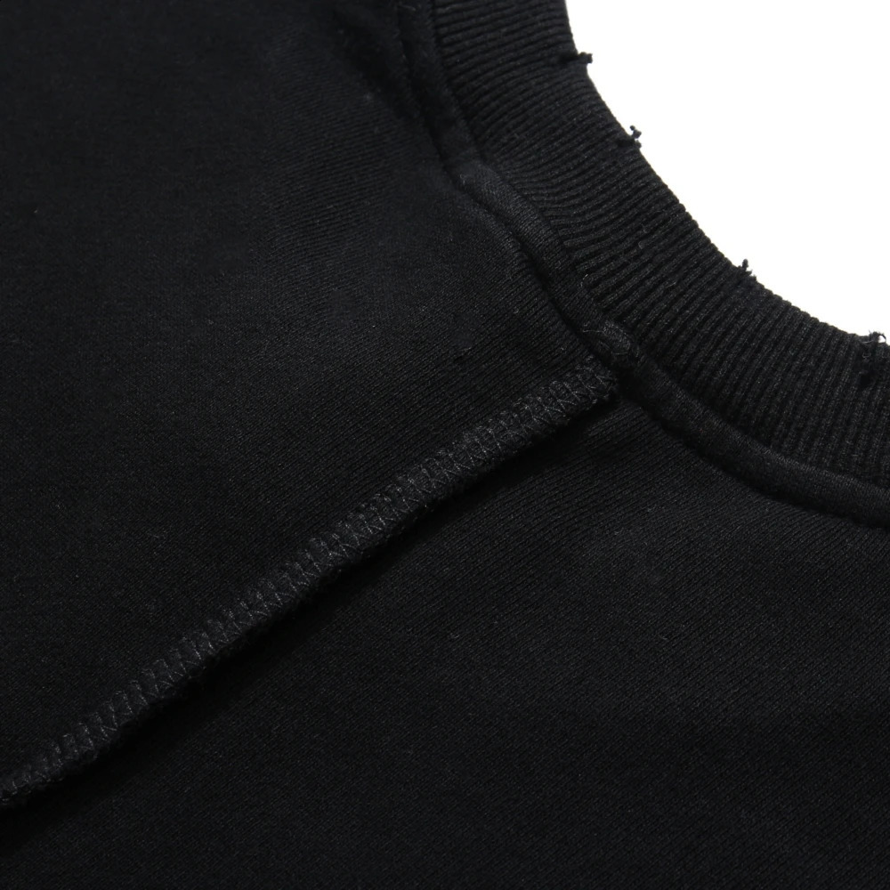 Long sleeved ripped sweatshirt with shoulder drop Sloth Goth Streetwear Ripped Holes Pulleys mens spring Grunge clothing top 240905